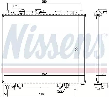 Радиатор охлаждения двигателя MITSUBISHI PAJERO, NISSENS (62801)