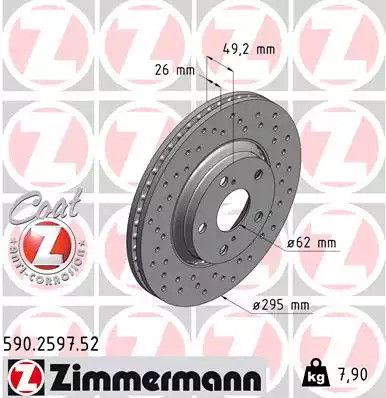 Диск гальмівний TOYOTA VERSO, ZIMMERMANN (590259752)