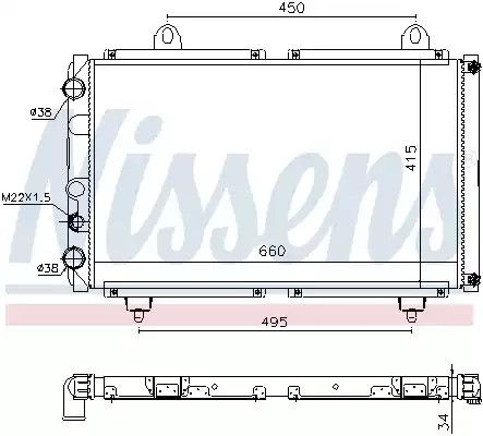 Радиатор охлаждения двигателя TALBOT EXPRESS, FIAT DUCATO, NISSENS (63558)