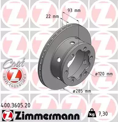 Диск гальмівний MERCEDES-BENZ VARIO, VW LT, ZIMMERMANN (400360520)