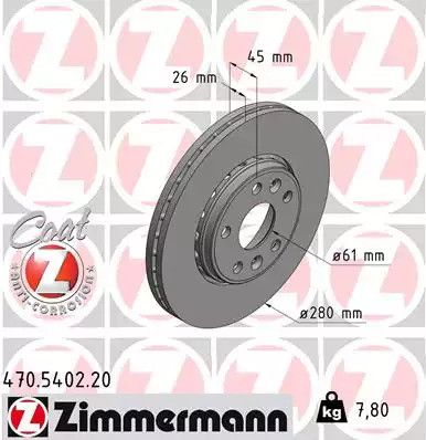 Диск гальмівний MERCEDES-BENZ CITAN, RENAULT KANGOO, ZIMMERMANN (470540220)