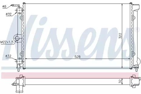 Радіатор охолодження двигуна VW PASSAT, NISSENS (651111)