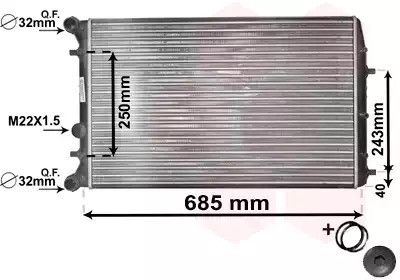 Радіатор охолодження двигуна SEAT CORDOBA, VW POLO, Van Wezel (76002010)