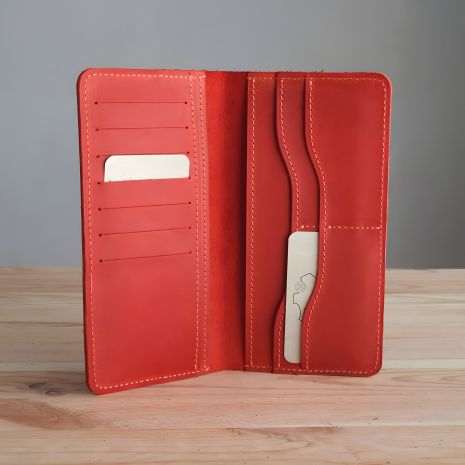 Шкіряний червоний жіночий купюрник GS тонкий
