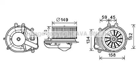 Вентилятор салона SKODA SUPERB, VW PASSAT, AVA COOLING (VN8353)