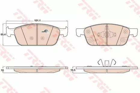 Комплект гальмівних колодок, дискове гальмо LINCOLN MKC, FORD FOCUS, TRW (GDB2009)