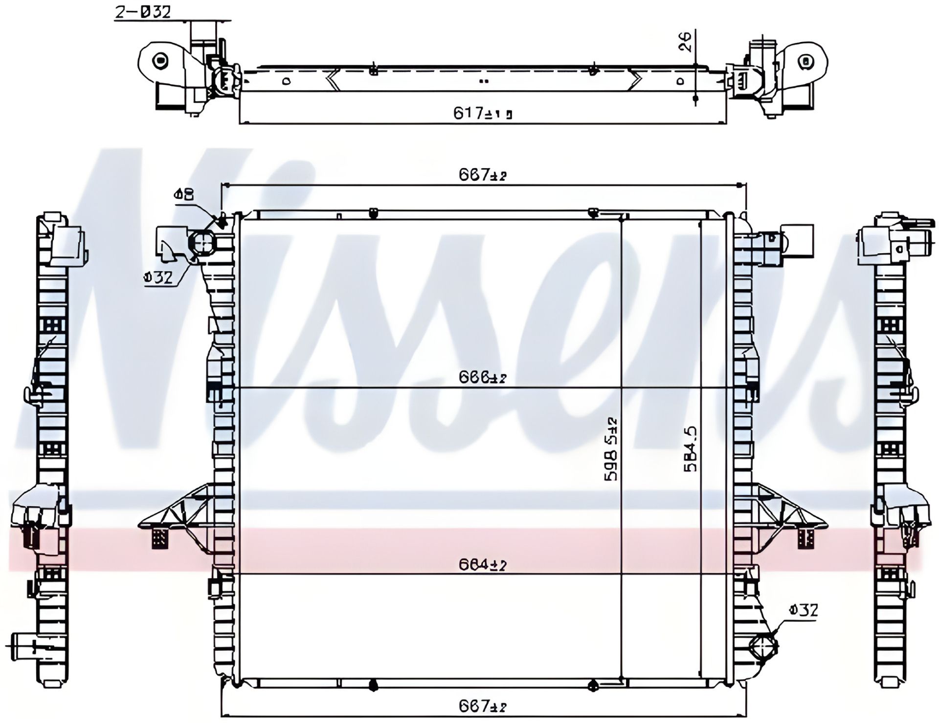 Радиатор двигателя для VW AMAROK, NISSENS (65298) Радиатор двигателя для VW AMAROK, NISSENS (65298)