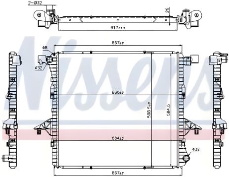 Радиатор двигателя для VW AMAROK, NISSENS (65298) Радиатор двигателя для VW AMAROK, NISSENS (65298)