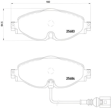 Комплект передніх гальмівних колодок для SKODA KAROQ, SEAT LEON, BREMBO (P85126)