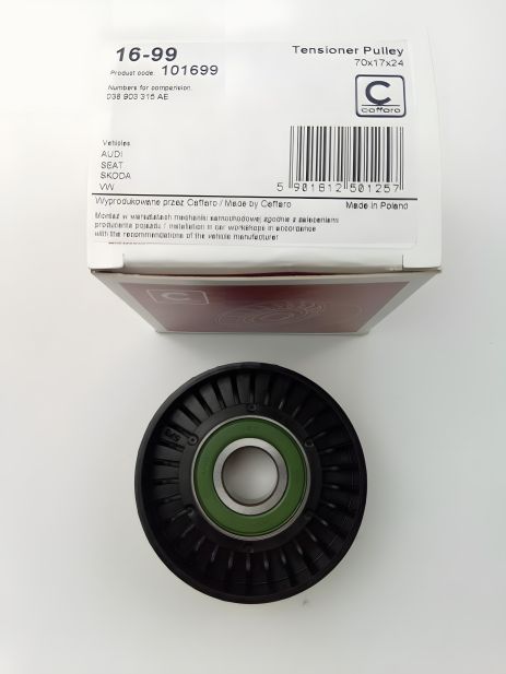 Натяжний ролик ременя генератора VAG, CAFFARO (16-99) метал. (038903315AE) Натяжний ролик ременя генератора VAG, CAFFARO (16-99) метал. (038903315AE)