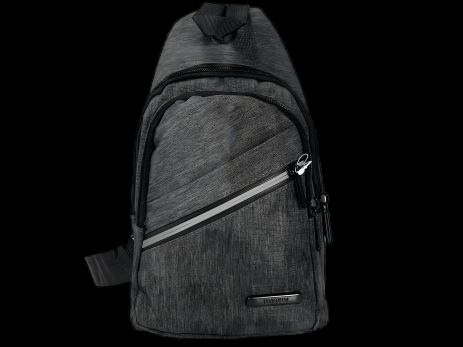 Сумка-слінг чоловіча сірого кольору на чотири відділення Сумка-слінг чоловіча сірого кольору на чотири відділення