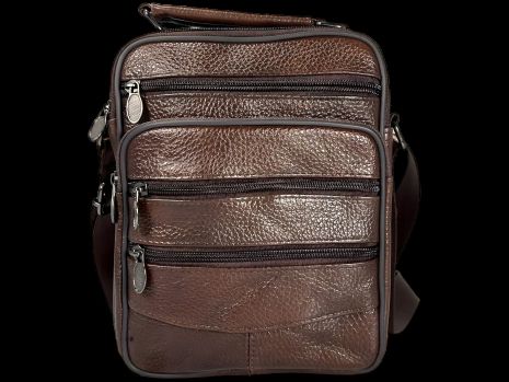 Кожаная сумка через плечо, коричневая