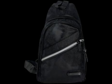 Чорна чоловіча сумка-слінг на чотири відділення Чорна чоловіча сумка-слінг на чотири відділення