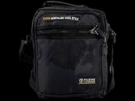 Чорна текстильна сумка через плече, 5 л, 4 відділення, ручки для переносу