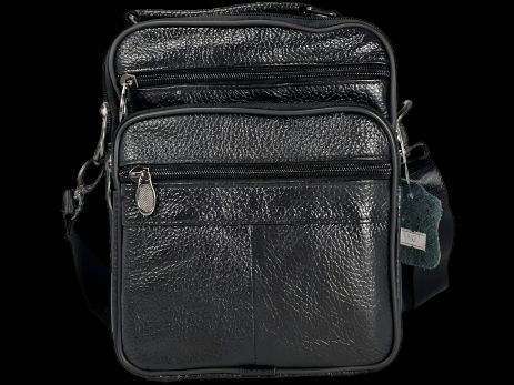Стильная и удобная сумка через плечо из натуральной кожи с 4 отделениями, 3 л, черная