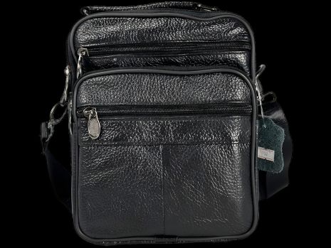 Стильная и удобная сумка через плечо из натуральной кожи с 4 отделениями, 3 л, черная
