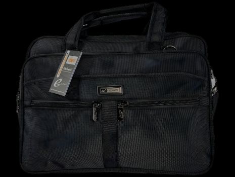 Черная универсальная сумка для ноутбука с шестью отделениями