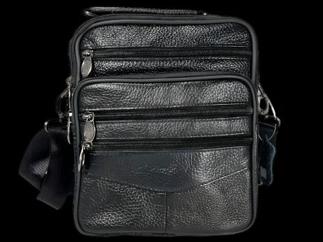 Кожаная сумка через плечо, черная