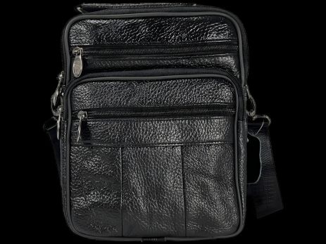 Сумка через плече з натуральної шкіри для активних чоловіків, чорна