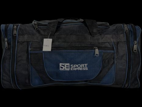 Дорожня чорна сумка Sport на два відділення 819-2-1 з синім