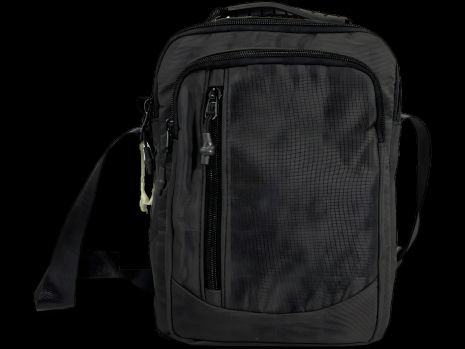 Черная мужская сумка через плечо с четырьмя отделениями