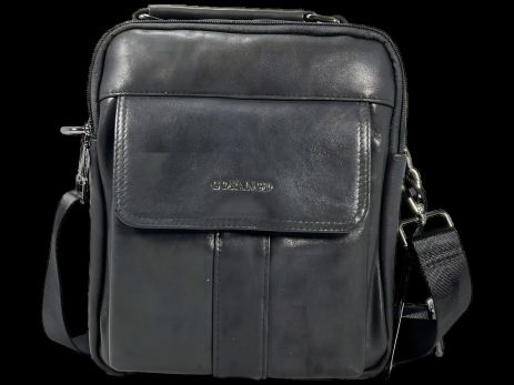 Шкіряна сумка через плече з натуральної шкіри, чорна