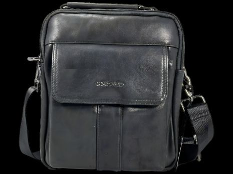 Элегантная кожаная сумка через плечо, черная