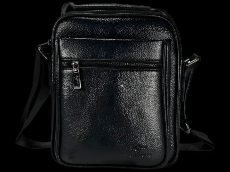 Чорна елегантна сумка через плече з штучної шкіри на три відділення