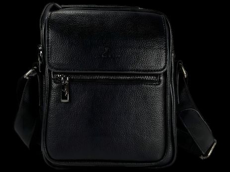 Черная элегантная сумка из экокожи через плечо, три отделения