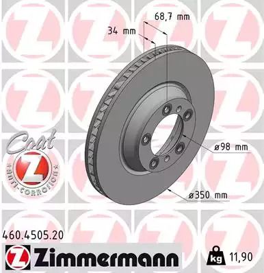 Диск тормозной PORSCHE PANAMERA, ZIMMERMANN (460450520)