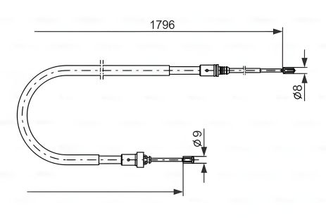 Трос ручного гальма BOSCH (1987477235) для CITROËN C3, PEUGEOT 208