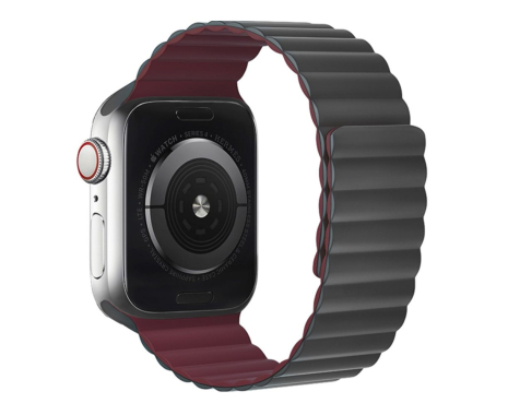 Ремінець силіконовий Hoco iWatch WA07 magnetic 38/40/41mm grey red wine