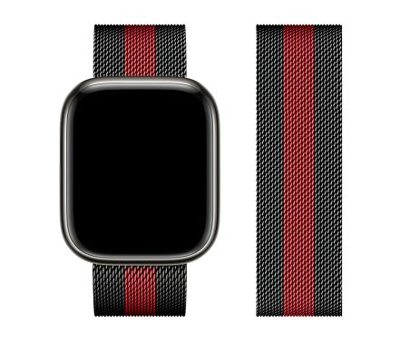 Металевий ремінець Hoco iWatch WA03 milanese steel black and red 42, 44, 45, 49mm