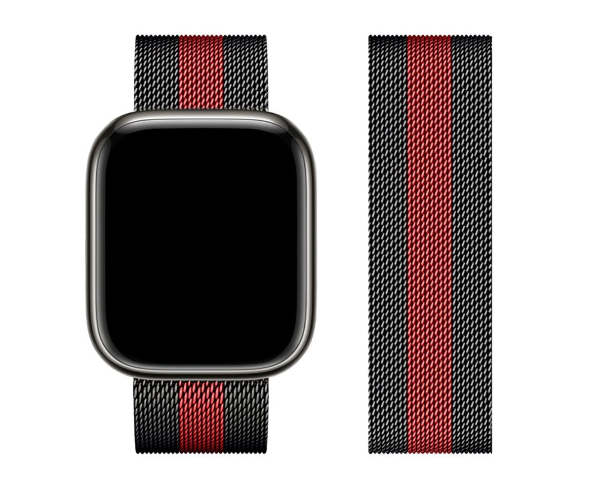 Ремешок металлический Hoco iWatch WA03 milanese steel 42/ 44/ 45/ 49mm black and red Ремешок металлический Hoco iWatch WA03 milanese steel 42/ 44/ 45/ 49mm black and red