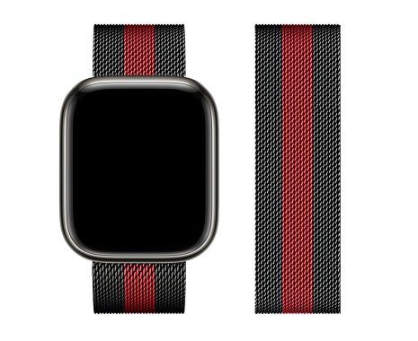 Металлический ремешок для iWatch Hoco WA03 milanese steel 42/ 44/ 45/ 49mm черно-красный