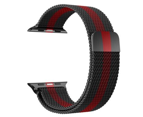 Металевий ремінець Hoco iWatch WA03 milanese steel 38, 40, 41mm black and red Металевий ремінець Hoco iWatch WA03 milanese steel 38, 40, 41mm black and red