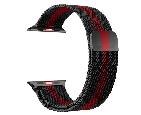 Металевий ремінець Hoco iWatch WA03 milanese steel black and red 38, 40, 41mm