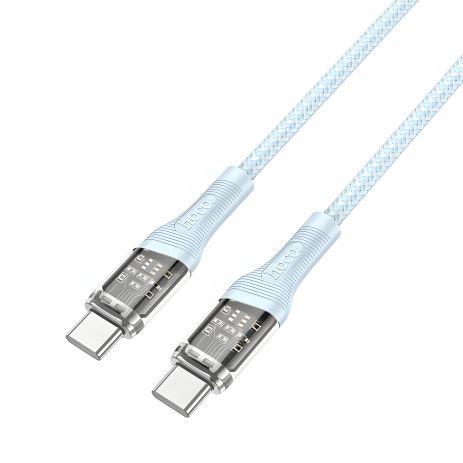 Кабель Hoco U111 Type-C to Type-C PD 60W 1.2m блакитний Кабель Hoco U111 Type-C to Type-C PD 60W 1.2m блакитний