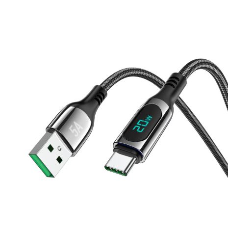 Кабель Hoco S51 з дисплеєм USB to Type-C 5A 20W 1.2m чорний