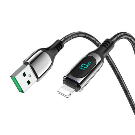 Кабель Hoco S51 с дисплеем USB to Lightning 1.2m черный