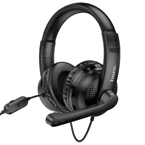 Ігрові накладні навушники Hoco W103 Magic, 3.5mm, 1.2m, Чорний