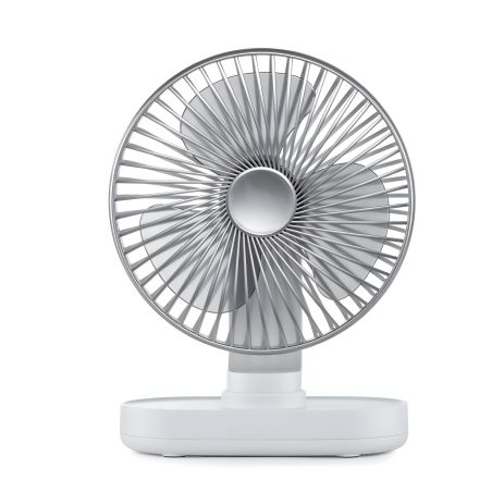 Сріблястий вентилятор бездротовий на акумуляторі GXQC D77 4000 mAh настільний