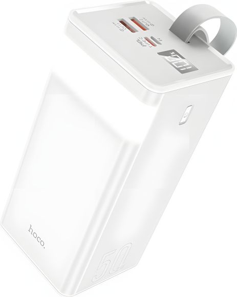 Повербанк із швидкою зарядкою Hoco J86A 50000mAh QC22.5W/PD20W/LCD/Lamp, White