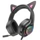 Ігрові навушники Hoco W107, Cute Cat Ear, USB, 3.5mm, Black-Pink