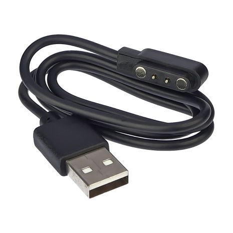 USB кабель для смарт часов универсальный магнитный 2 pin (4 x 12.3 mm) чёрный