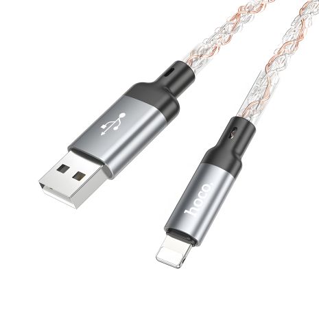 Кабель Hoco U112 USB сірий to Lightning 2.4A 1m