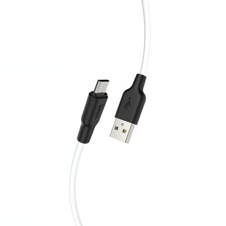 Черно-белый Hoco X21 Plus USB Кабель to MicroUSB 1m