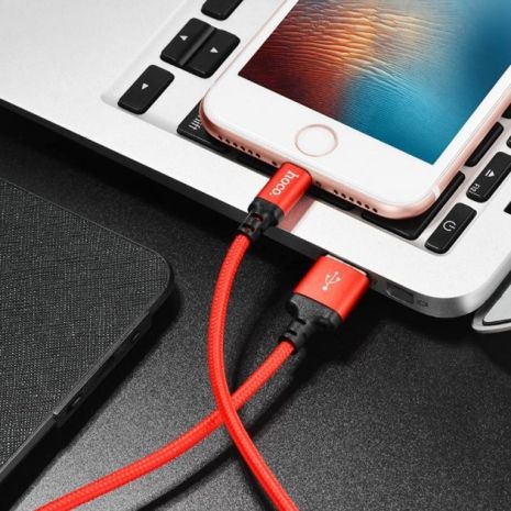 Кабель Hoco X14 USB to Lightning 2m черно-красный