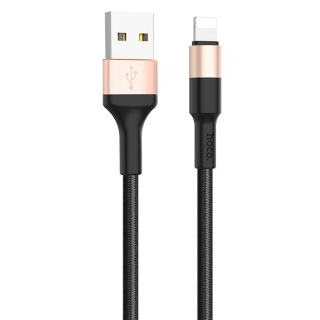 Кабель Hoco X26 USB to Lightning 1m чорно-золотистий