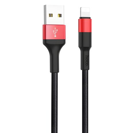 Кабель Hoco X26 USB to Lightning 1m чорно-червоний